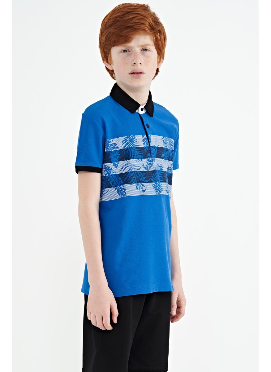 Saks Print Detailed Standard Pattern Polo Collar Boy T-Shirt - 11101