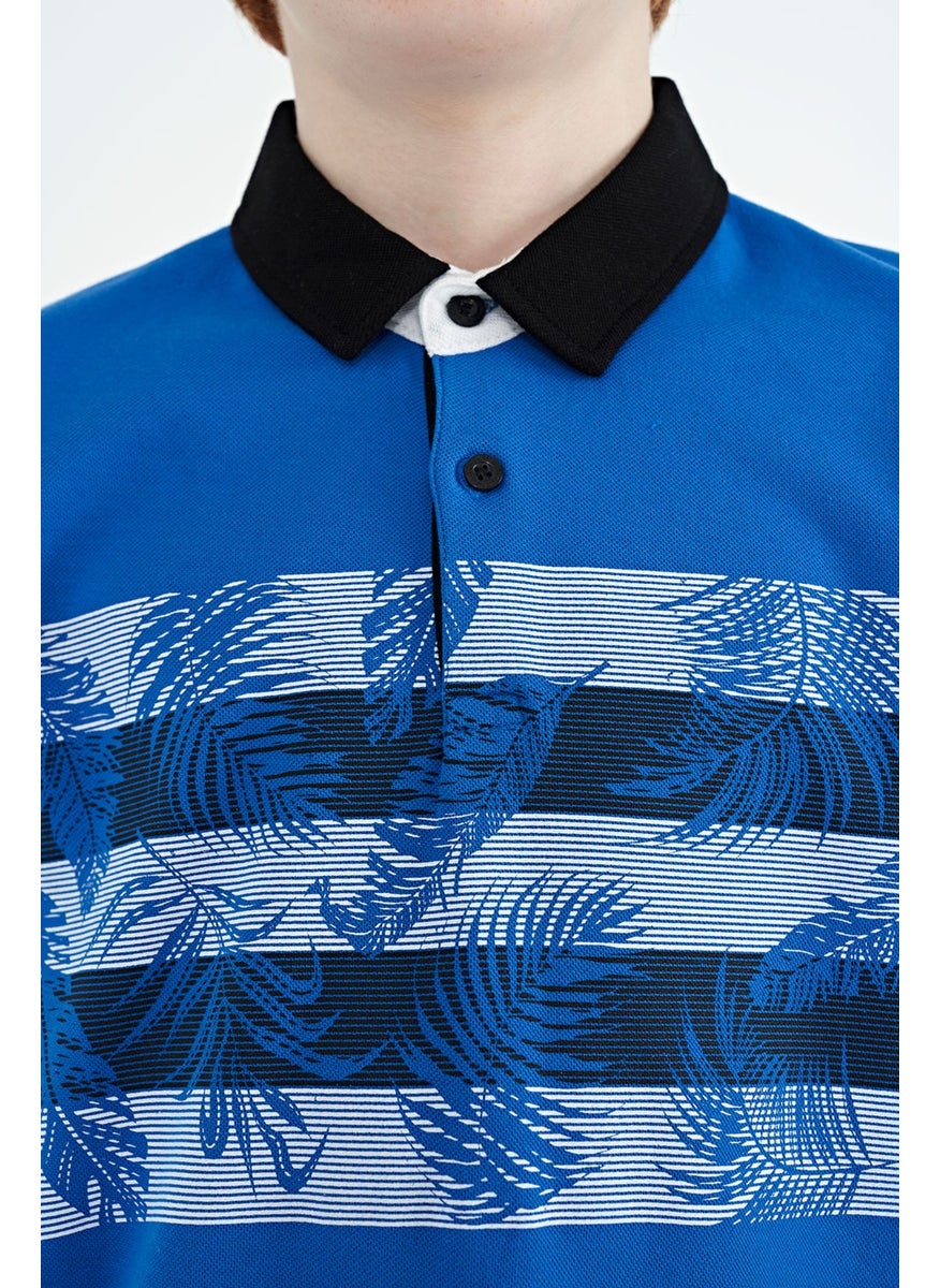 Saks Print Detailed Standard Pattern Polo Collar Boy T-Shirt - 11101