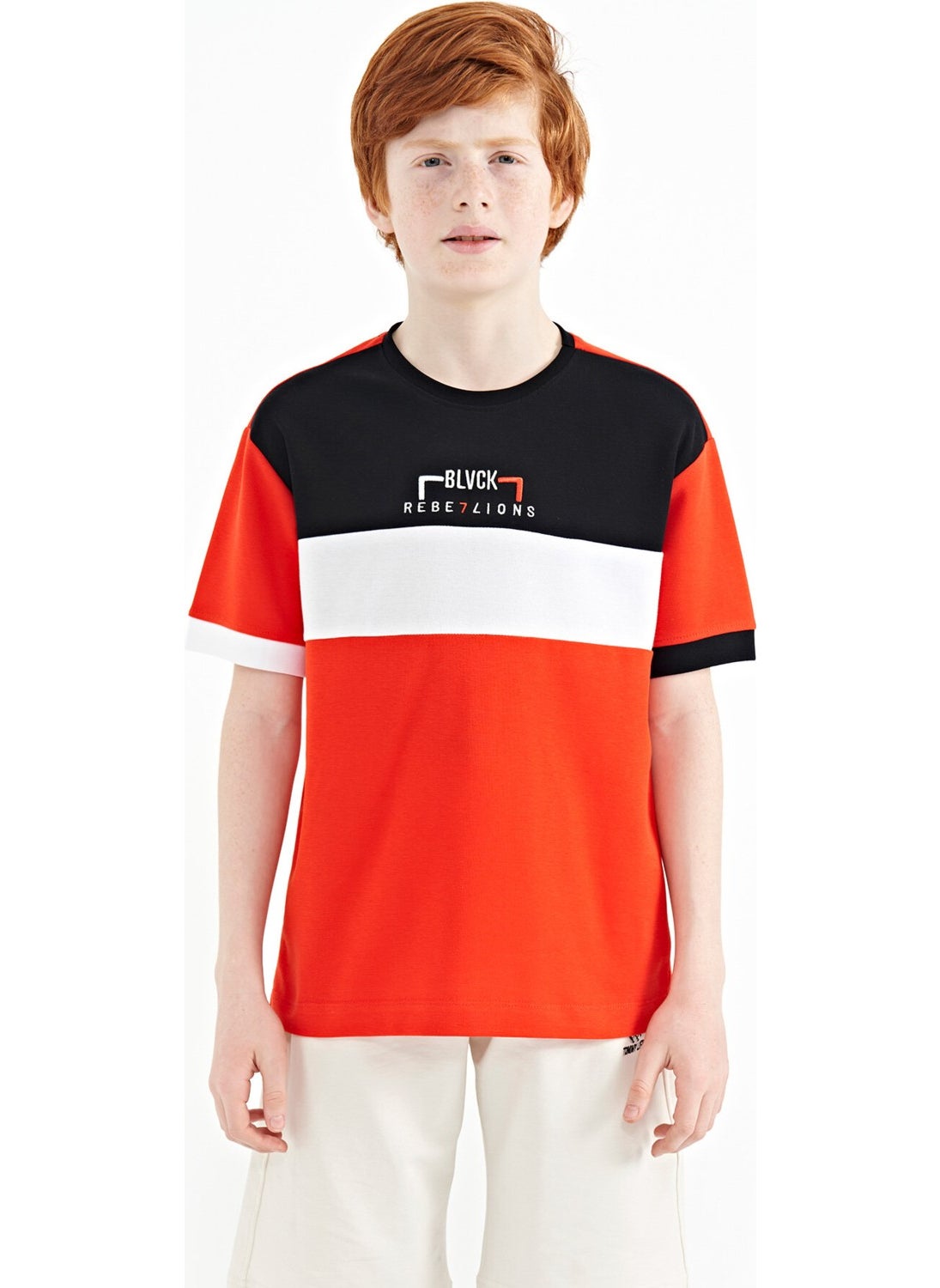Fiesta Color Transition Embroidered Oversize Boy T-Shirt - 11159