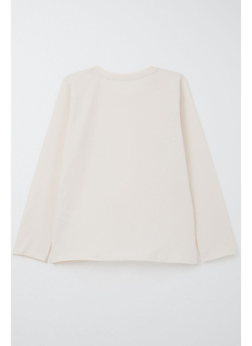 Boy Long Sleeve T-Shirt Basic 5-14 Years, Cream