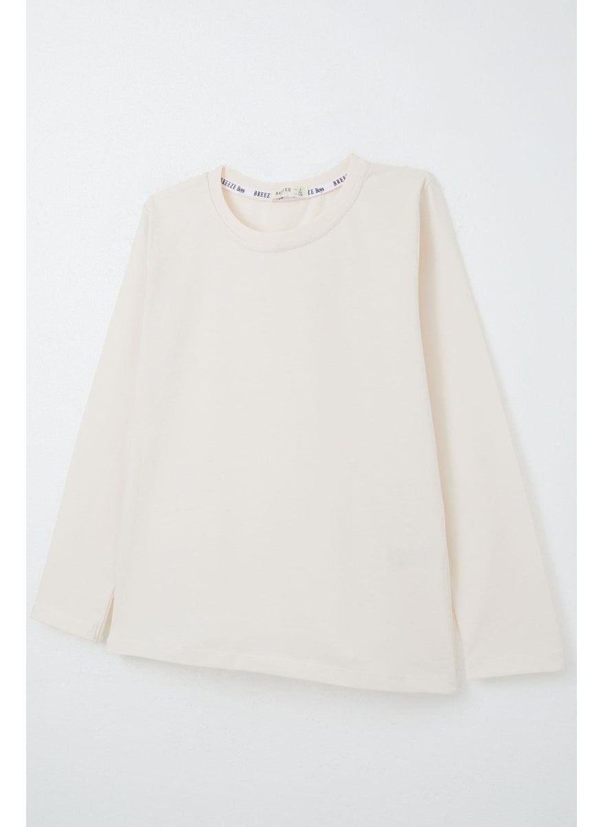 Boy Long Sleeve T-Shirt Basic 5-14 Years, Cream
