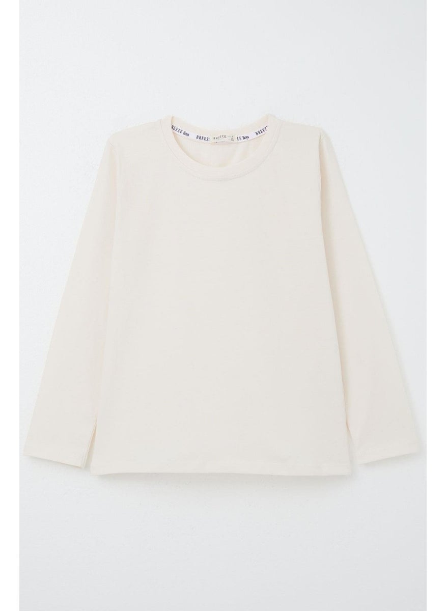 Boy Long Sleeve T-Shirt Basic 5-14 Years, Cream