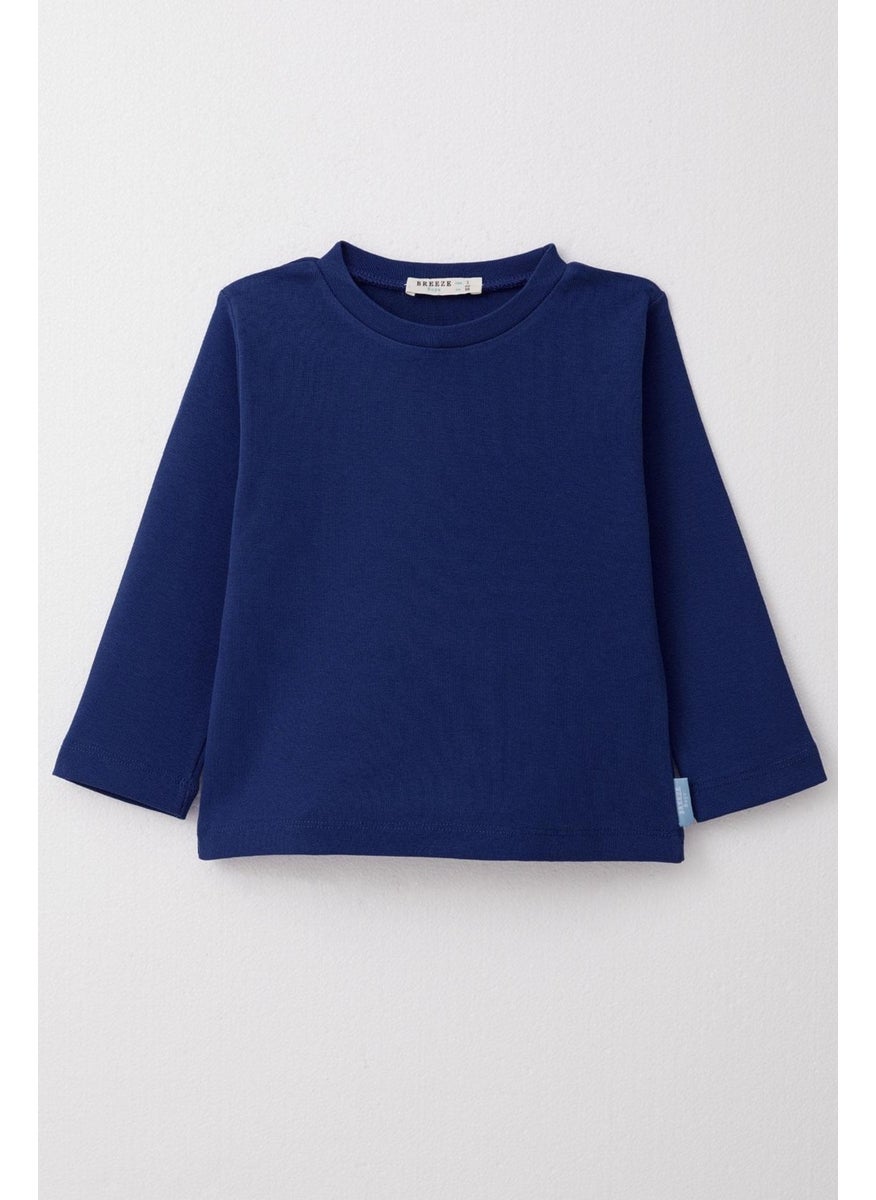 Boy's Long Sleeve T-Shirt Basic 1-4 Years, Saks Blue