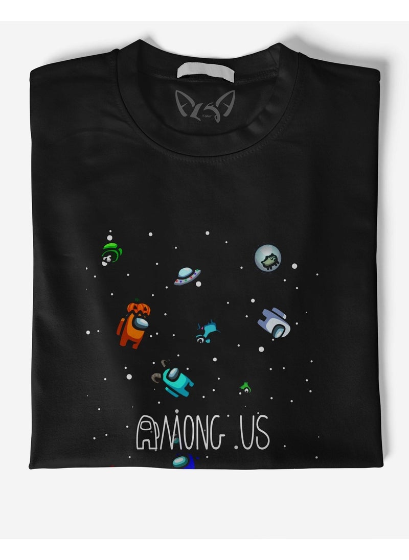 Among Us Printed Kids Black Tshirt