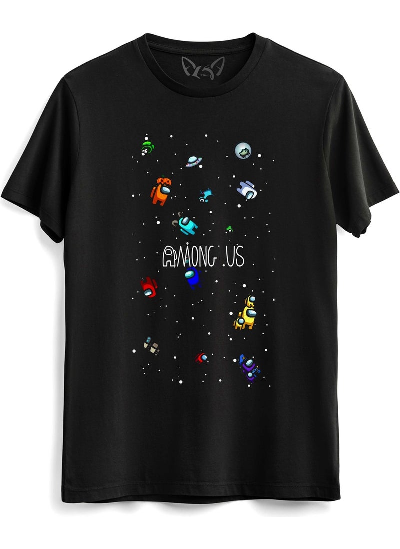 Among Us Printed Kids Black Tshirt