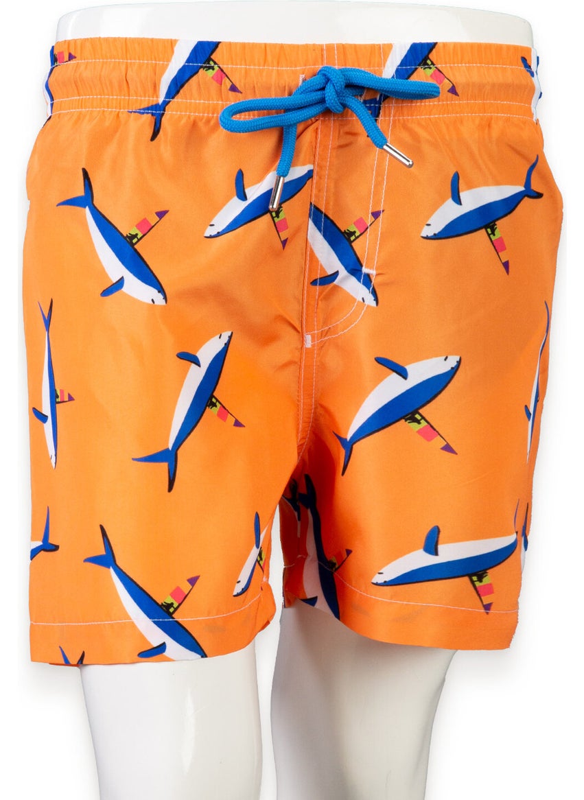 Podium Clothing New Trend Whale Patterned Quick Drying Men's Shorts Swimsuit