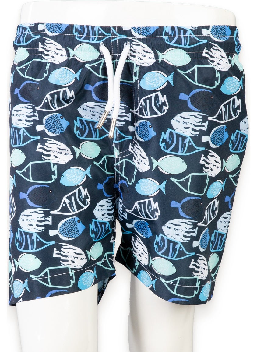 Podium Clothing New Trend Fish Printed Quick Dry Men's Shorts Swimsuit
