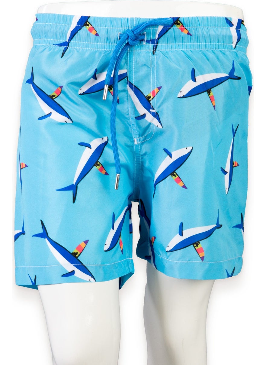 Podium Clothing New Trend Whale Patterned Quick Drying Men's Shorts Swimsuit