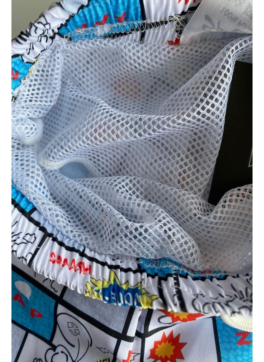 Podium Clothing New Season Kids Men's Zap Patterned Quick Drying Mesh Shorts Swimsuit