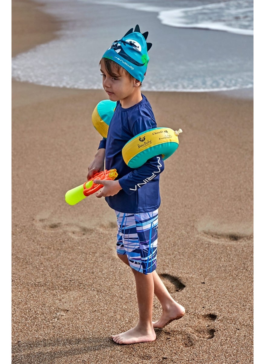 Navy Blue Patterned Boy Shorts B2430