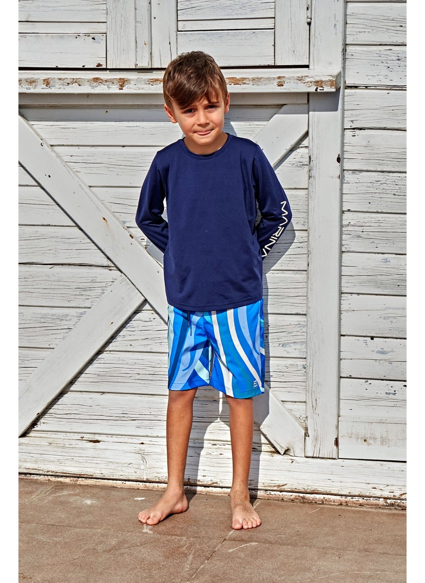 Navy Blue Patterned Boy Shorts B2435