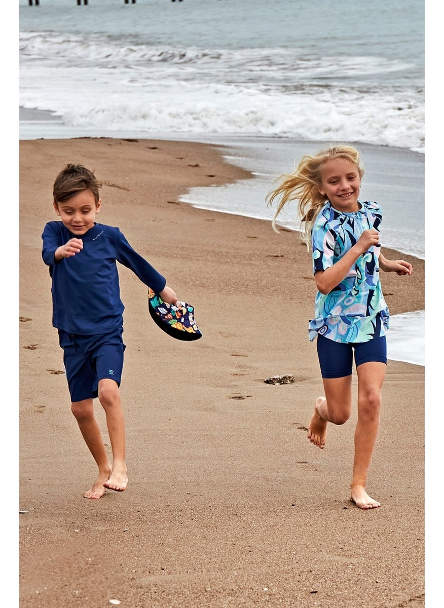 Navy Blue Patterned Boy Shorts B2433