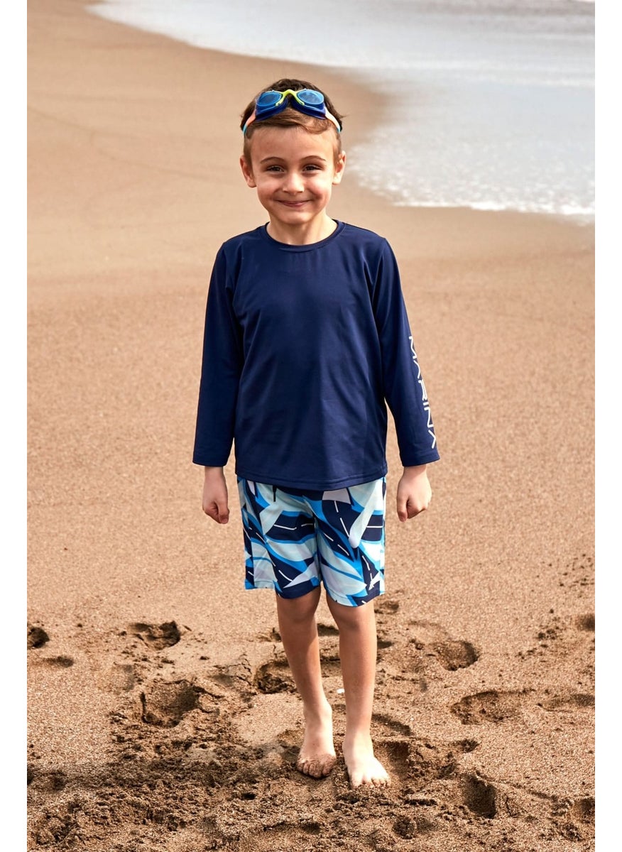 Navy Blue Patterned Boy Shorts B2436