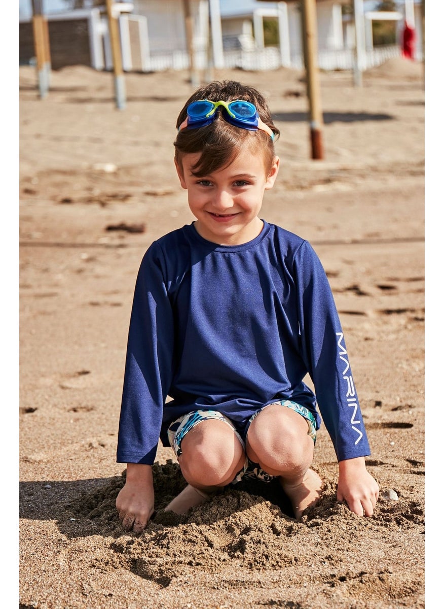 Boy Navy Blue Swimming T-Shirt T2451