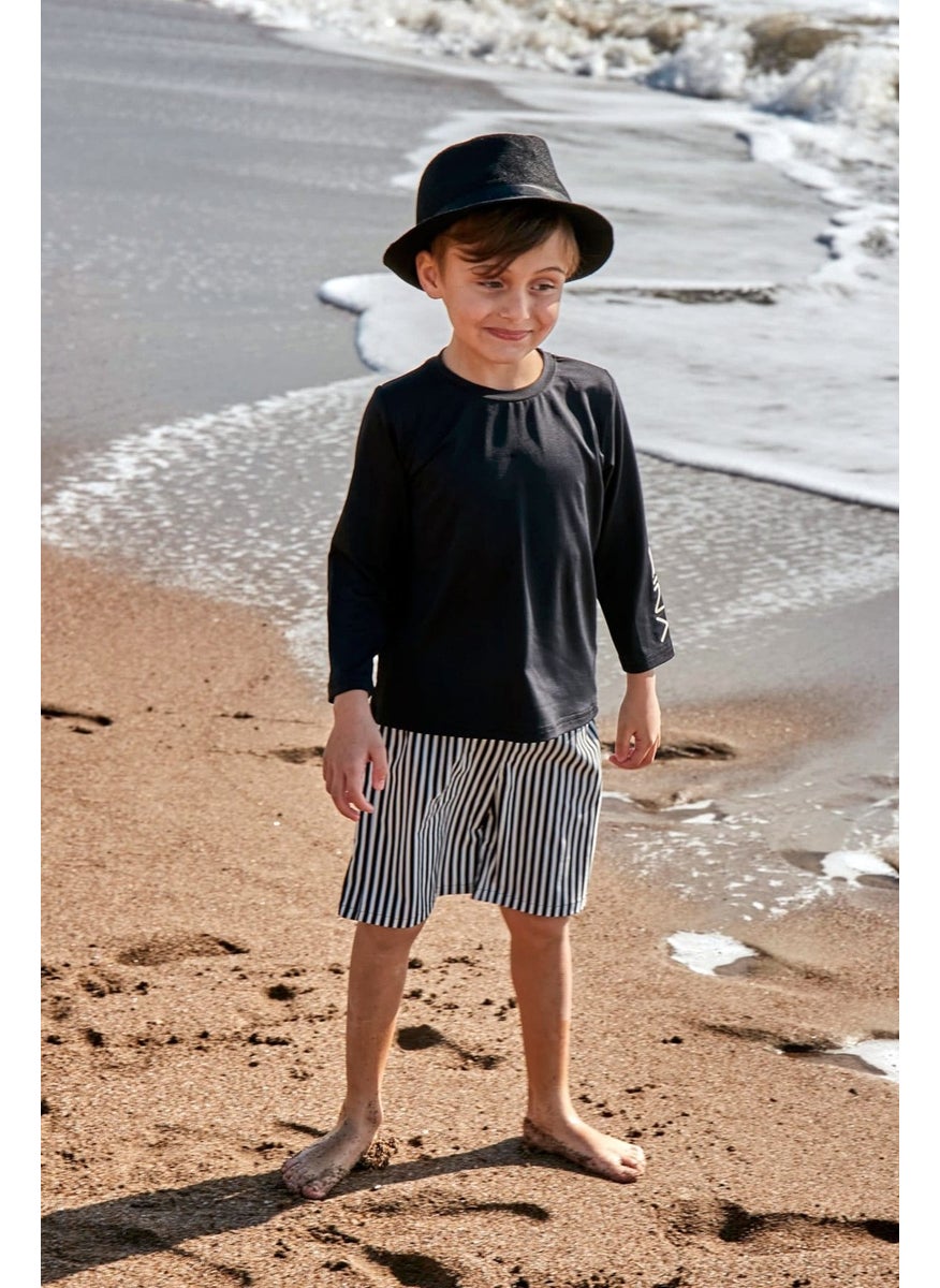 Black Striped Boy Shorts B2432