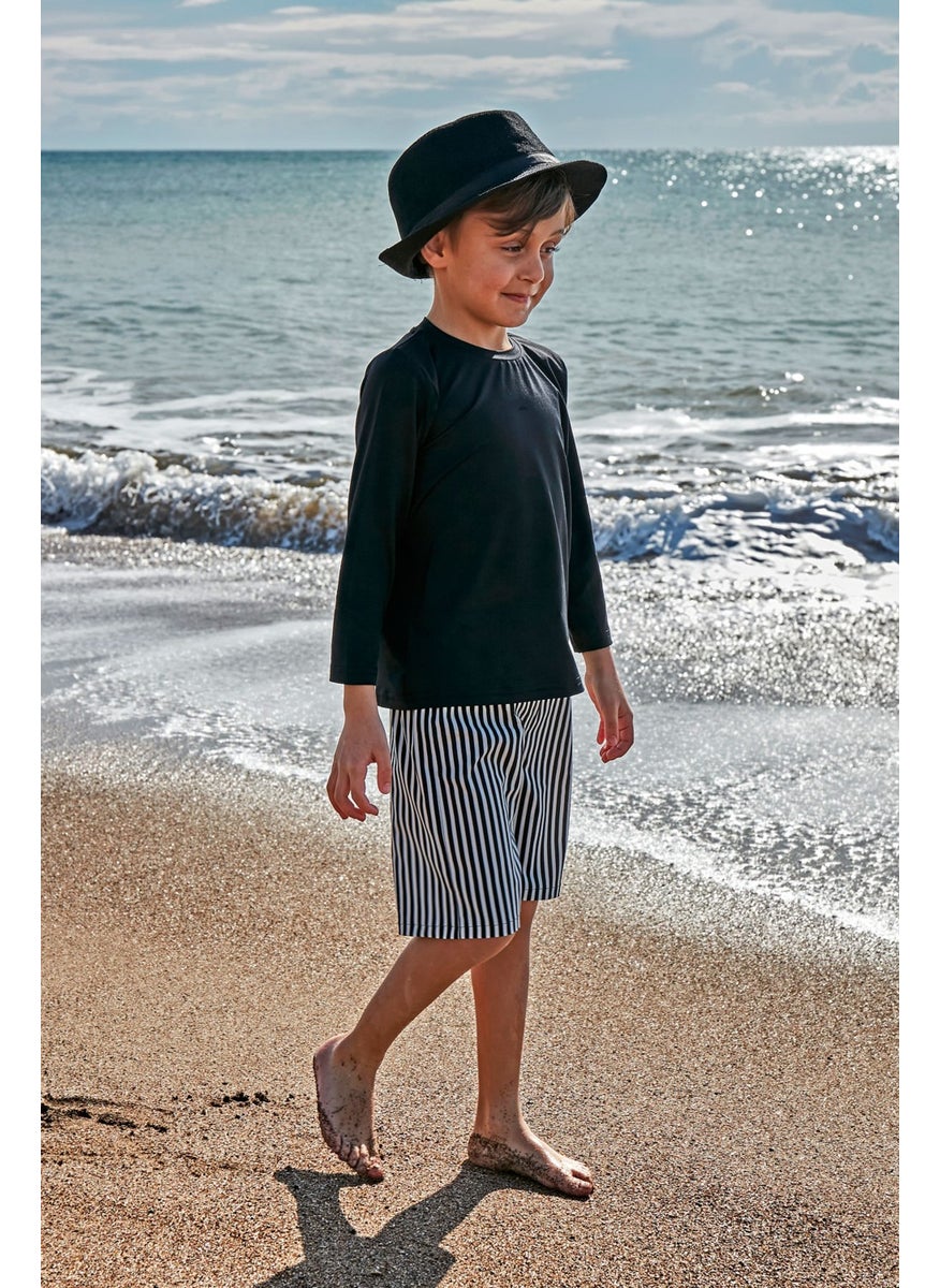 Black Striped Boy Shorts B2432