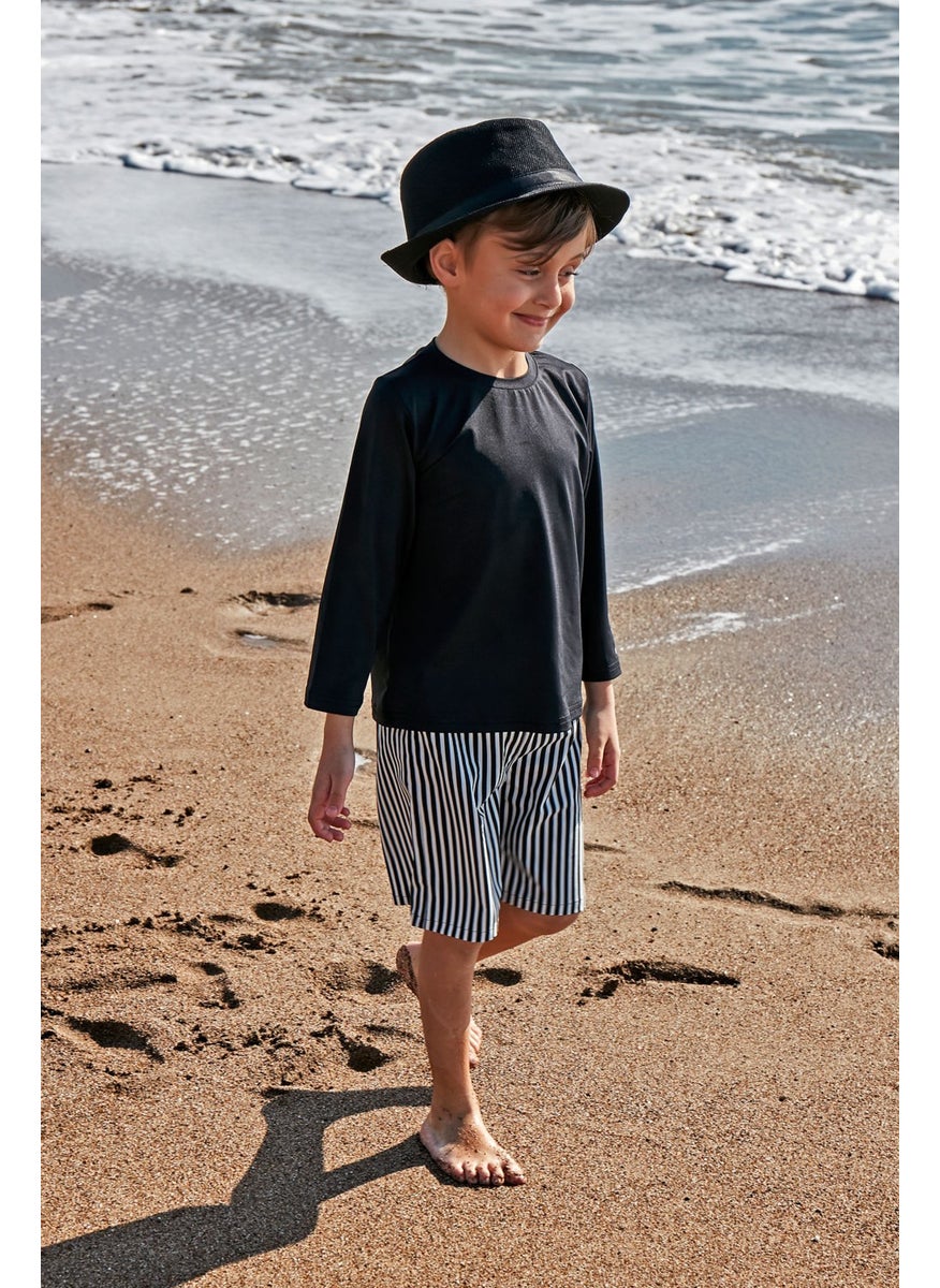Boy Black Swimming T-Shirt T2450