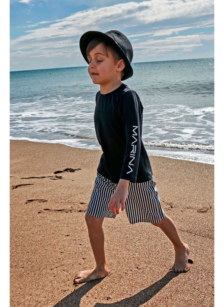 Boy Black Swimming T-Shirt T2450