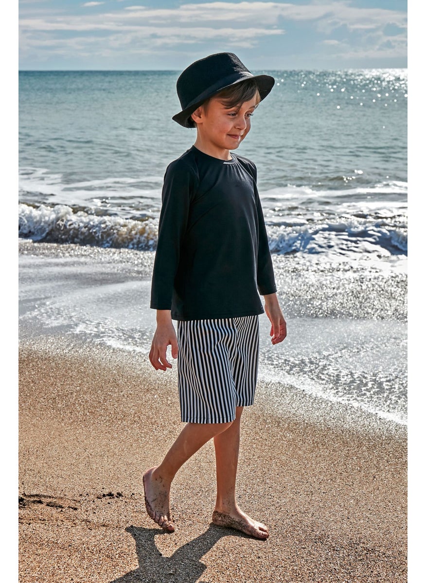 Boy Black Swimming T-Shirt T2450
