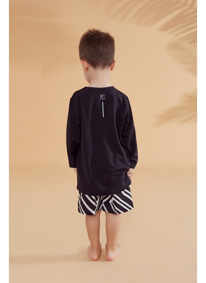Kids Black Swim T-Shirt T2343