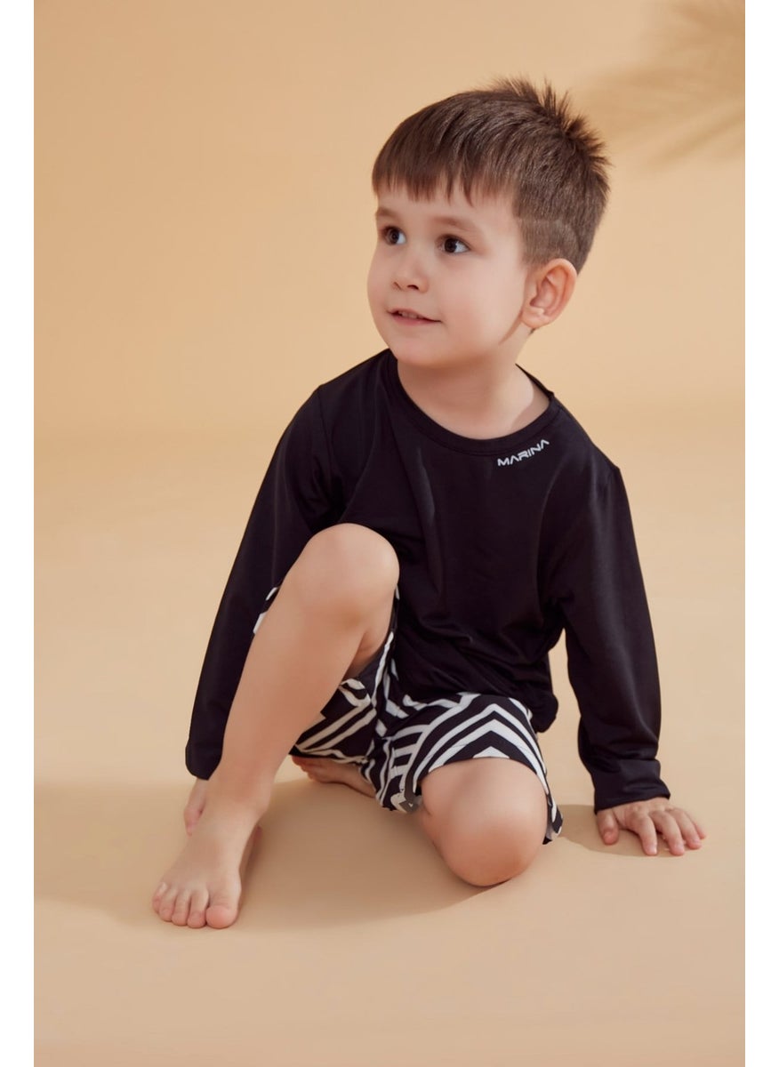 Kids Black Swim T-Shirt T2343