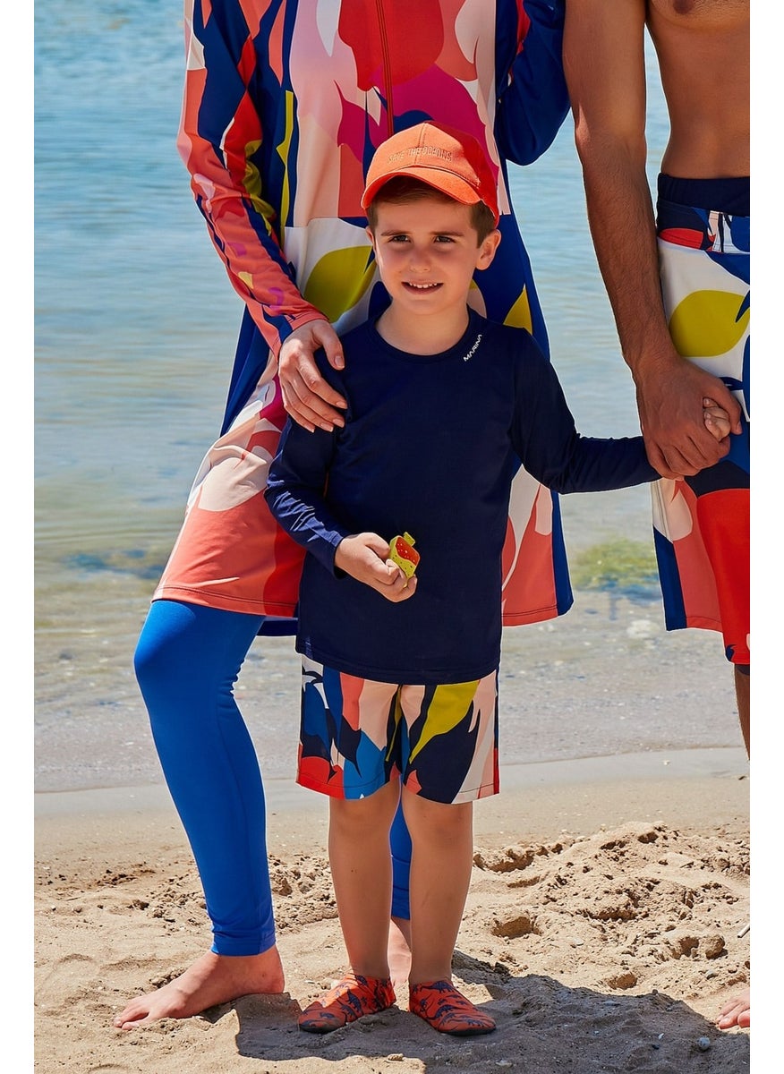Kids Navy Blue Swimming T-Shirt T2344
