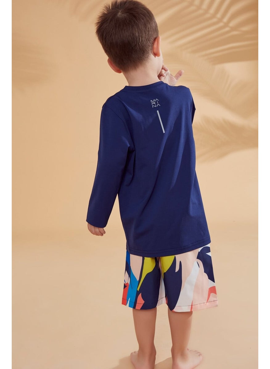 Kids Navy Blue Swimming T-Shirt T2344