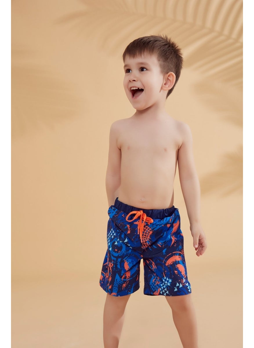 Navy Blue Patterned Boy Shorts B2362