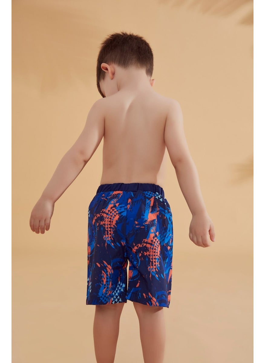 Navy Blue Patterned Boy Shorts B2362