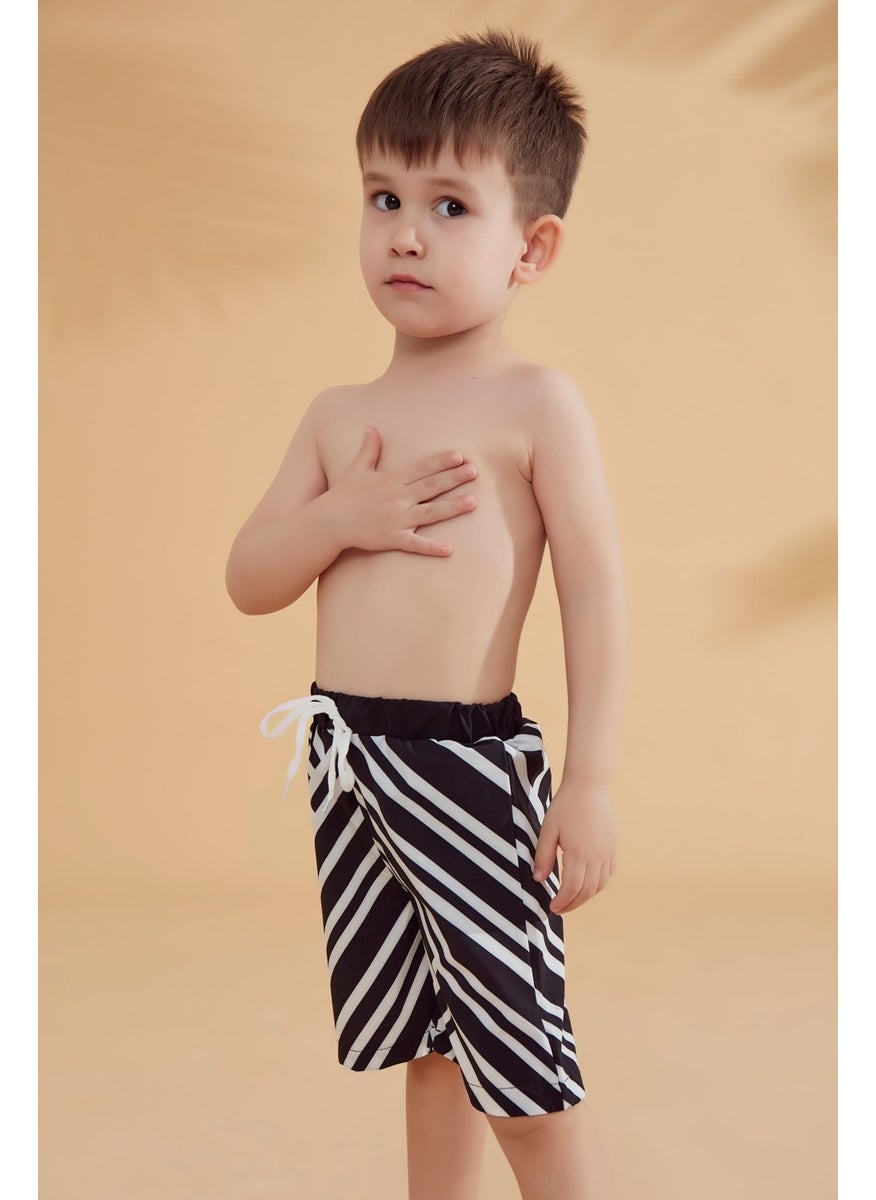 Black Striped Boy Shorts B2361