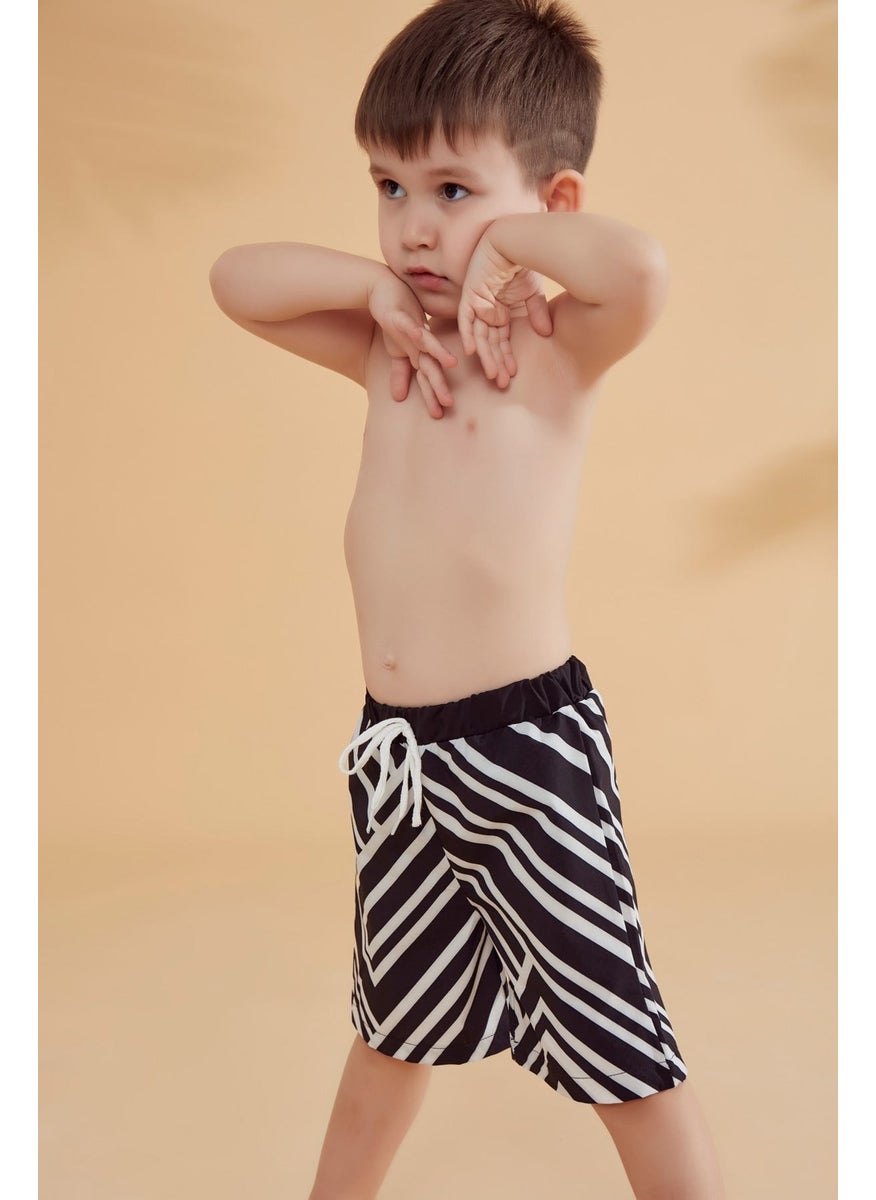 Black Striped Boy Shorts B2361