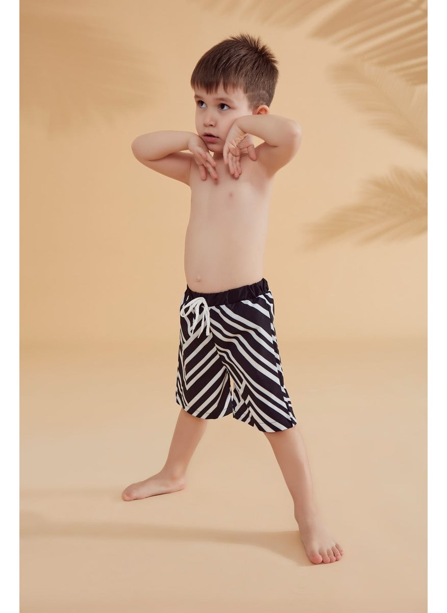 Black Striped Boy Shorts B2361