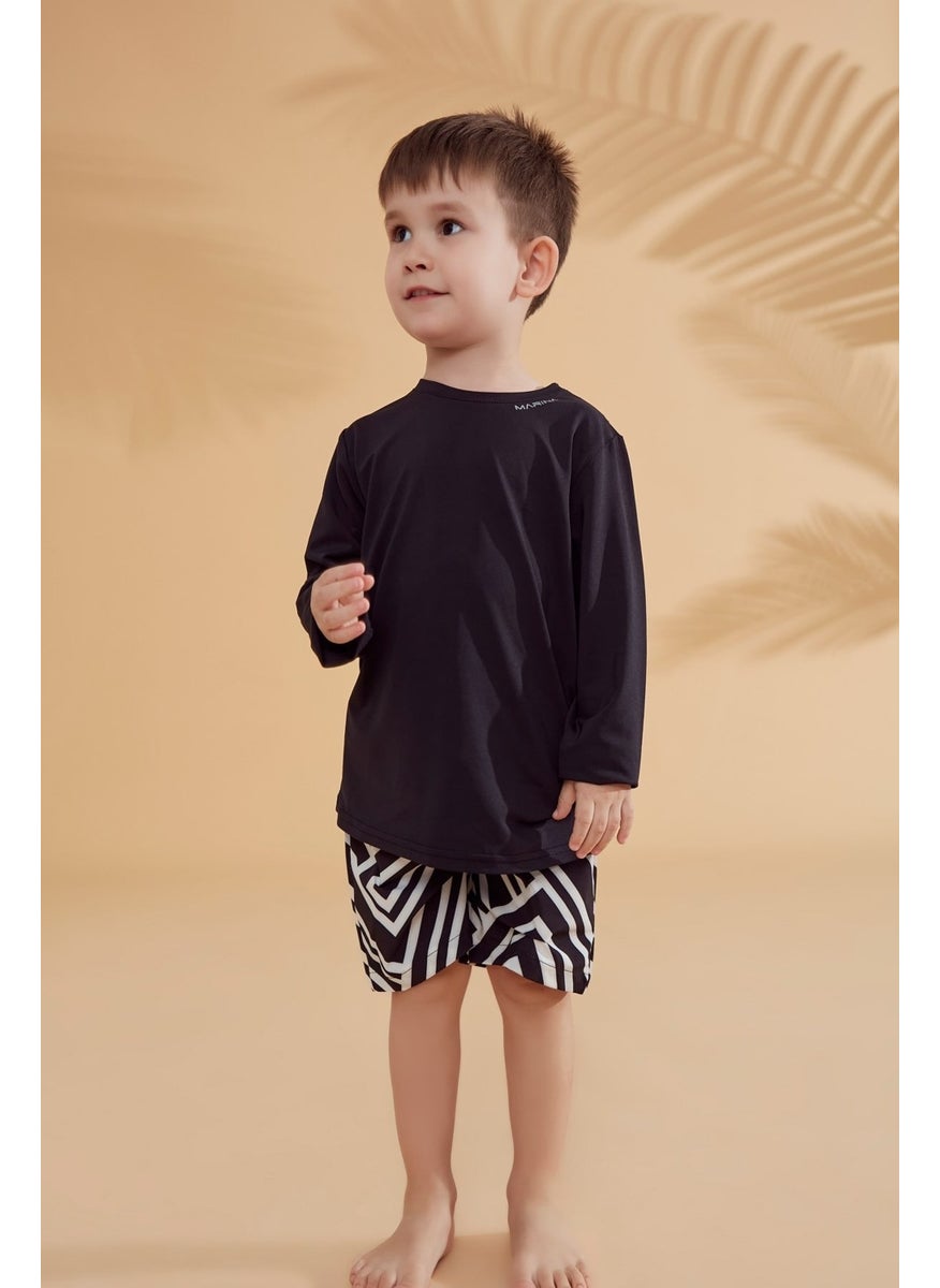 Black Striped Boy Shorts B2361