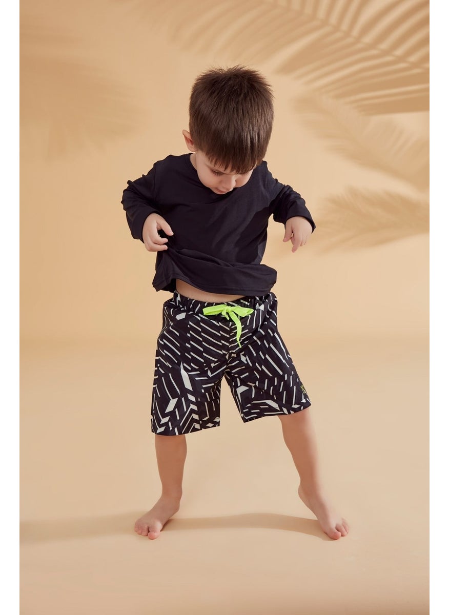Black Striped Boy Shorts B2363