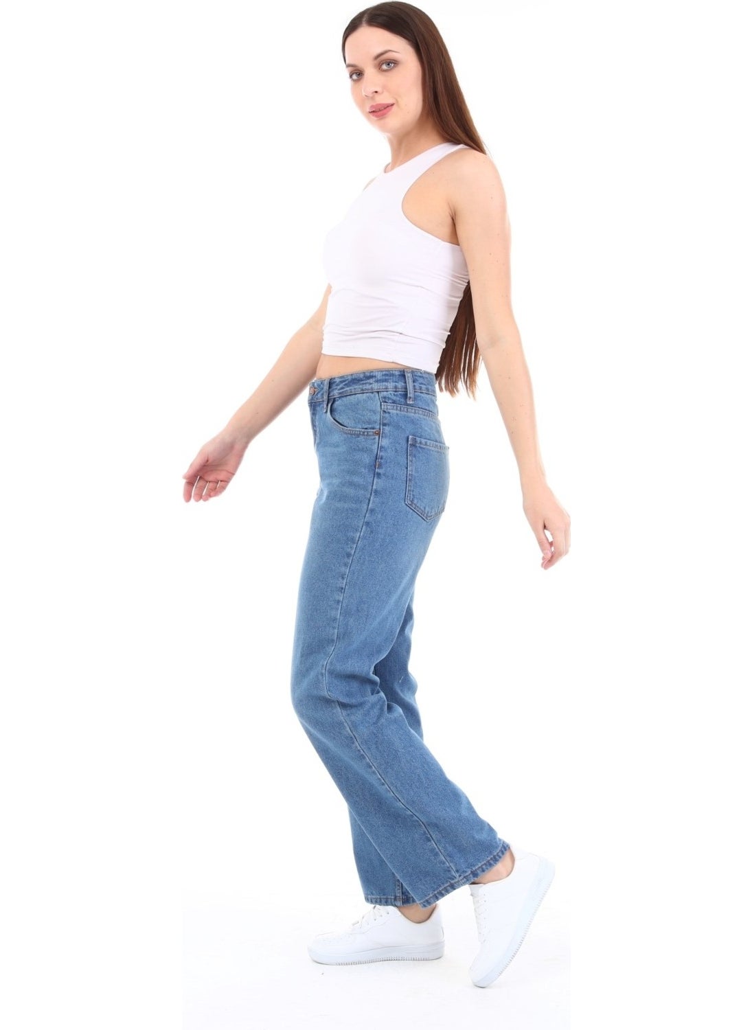 Women's High Waist Casual Jeans Plus Size Jeans - C602
