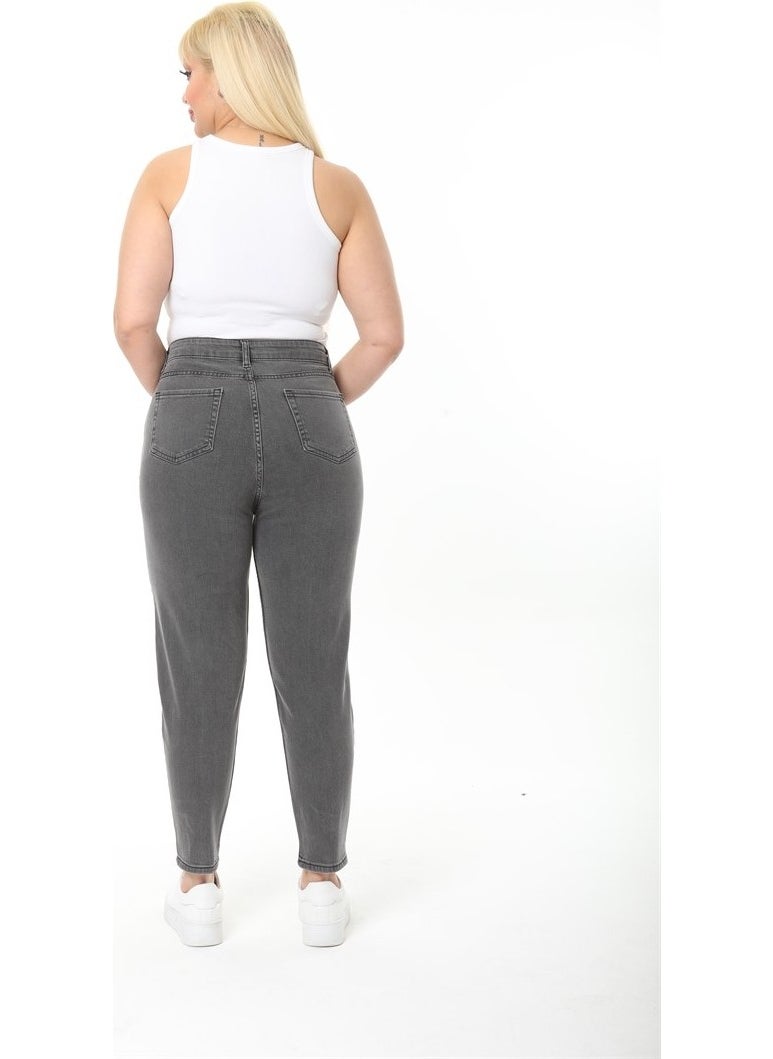 Women's Plus Size Pleated Mom Jeans C600