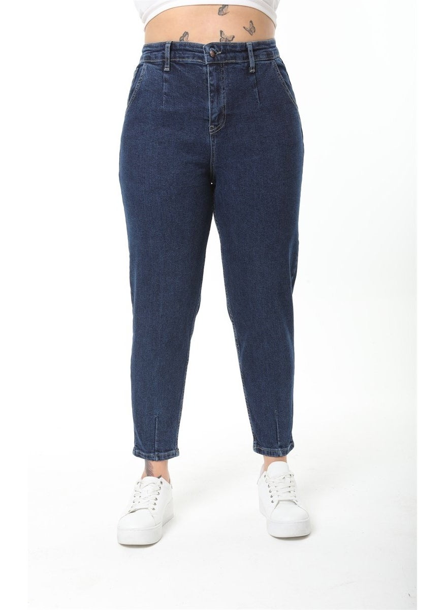 Women's Plus Size Pleated Mom Jeans C600