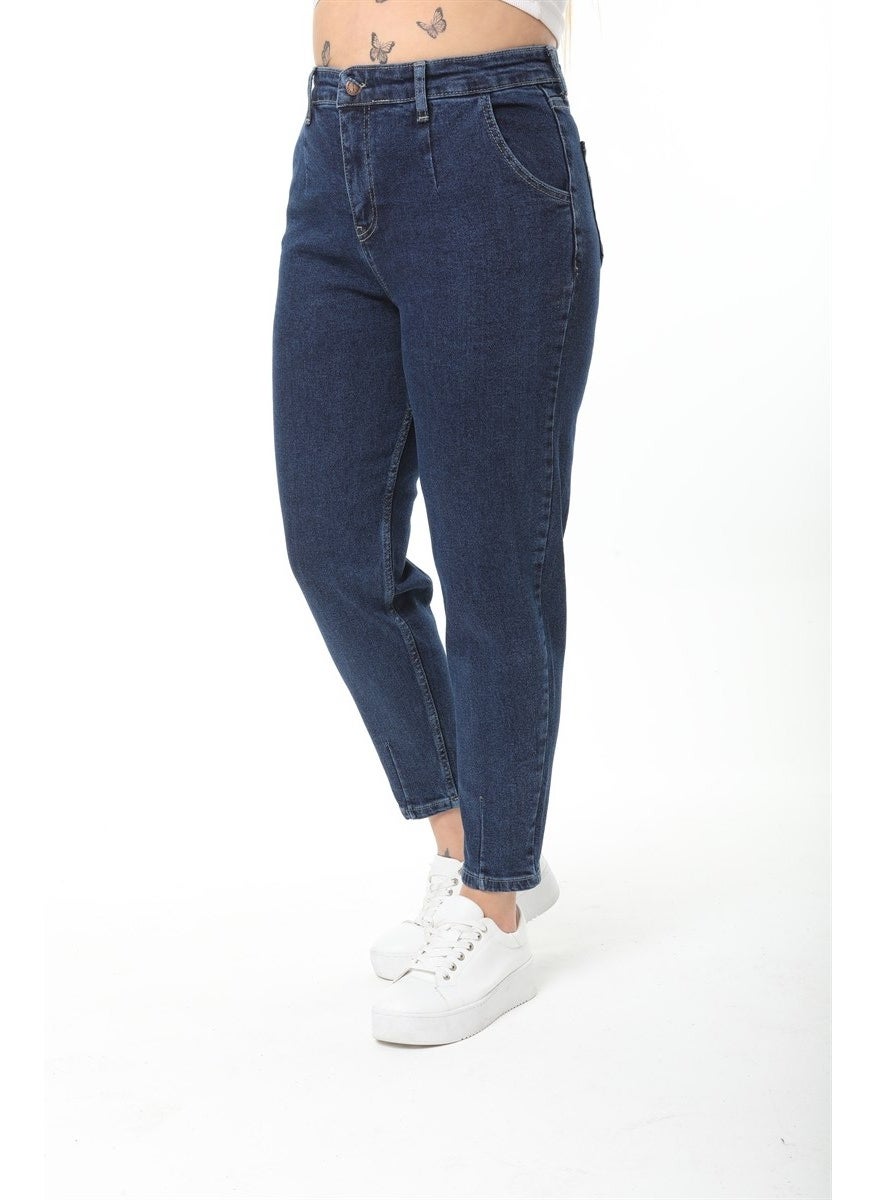 Women's Plus Size Pleated Mom Jeans C600