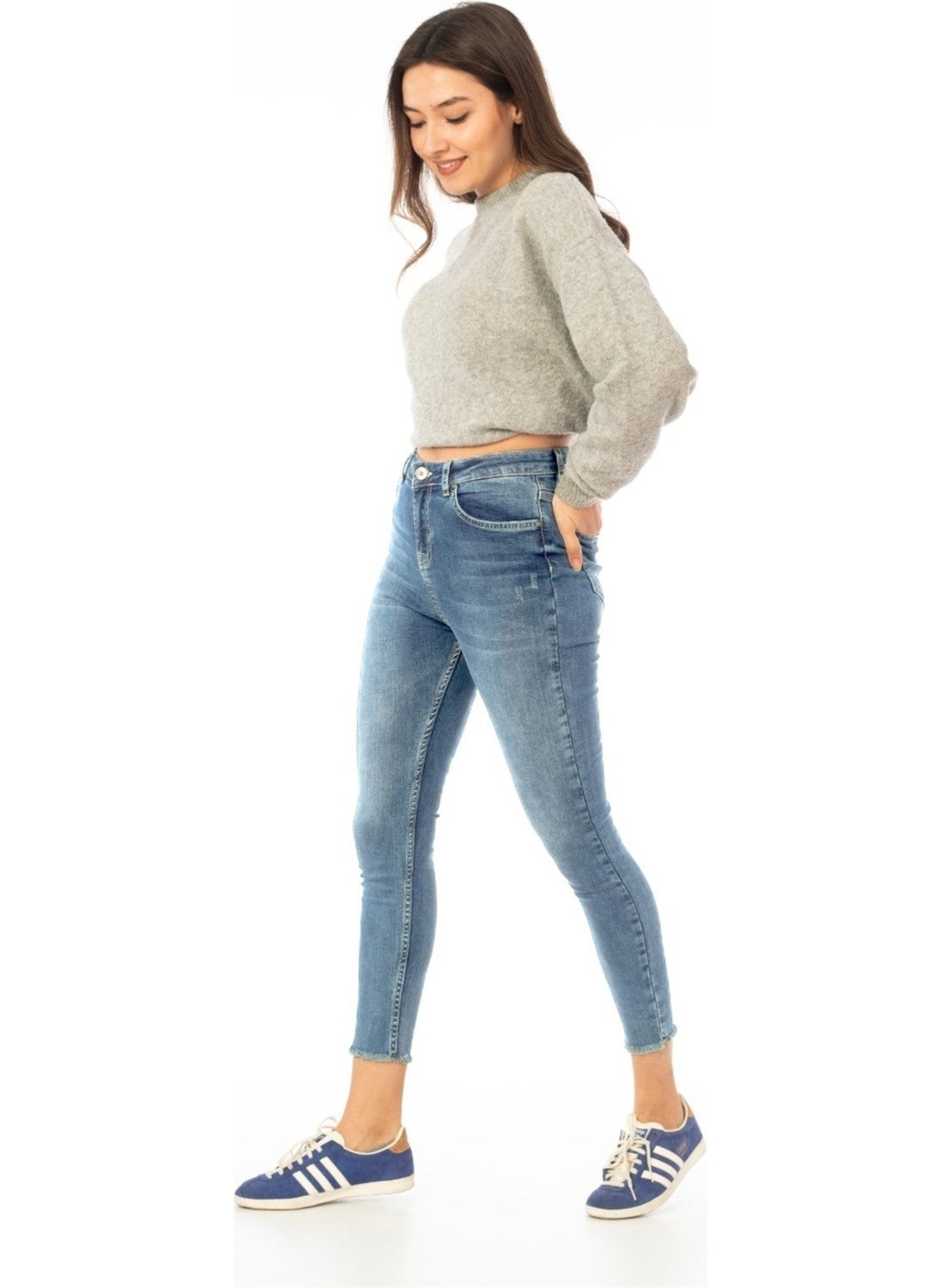 Blue High Waist Skinny Jeans C596
