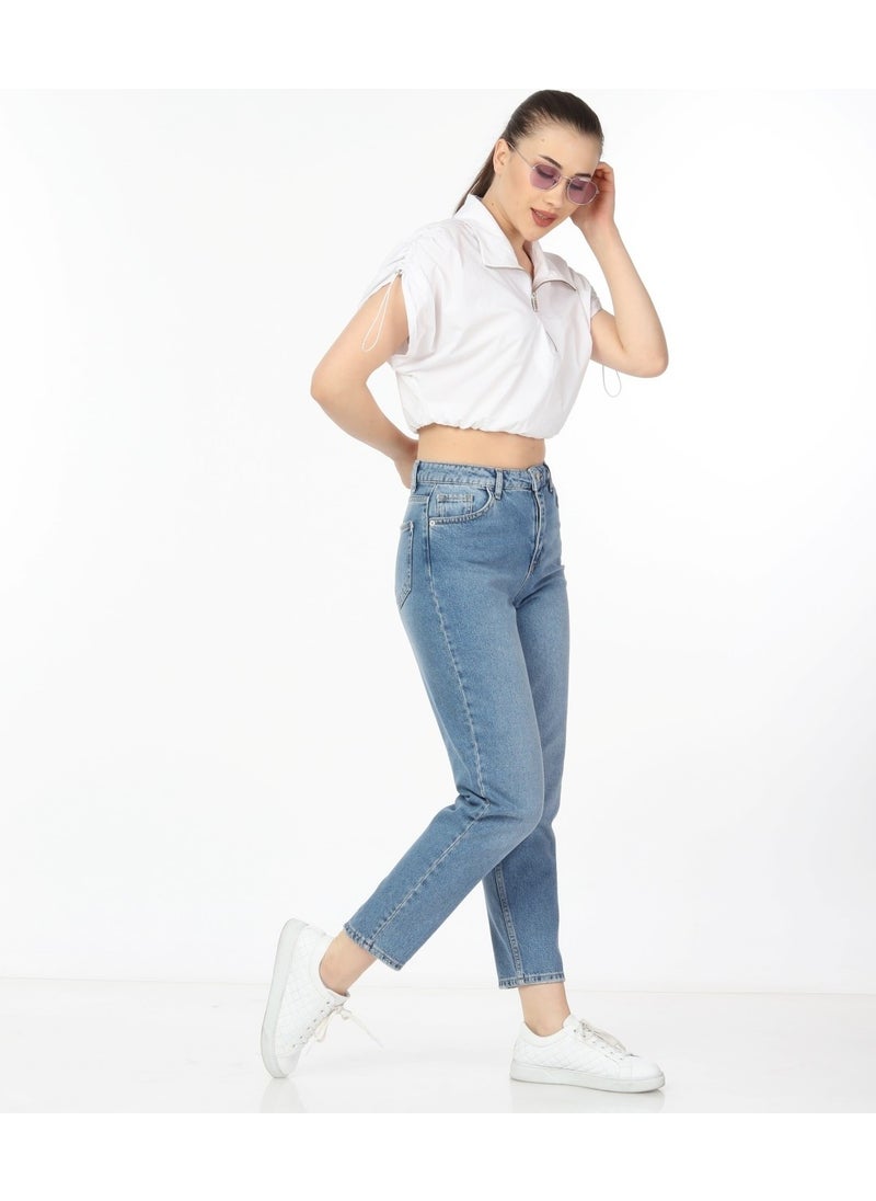 Women Mom High Waist Boyfriend Jean C599