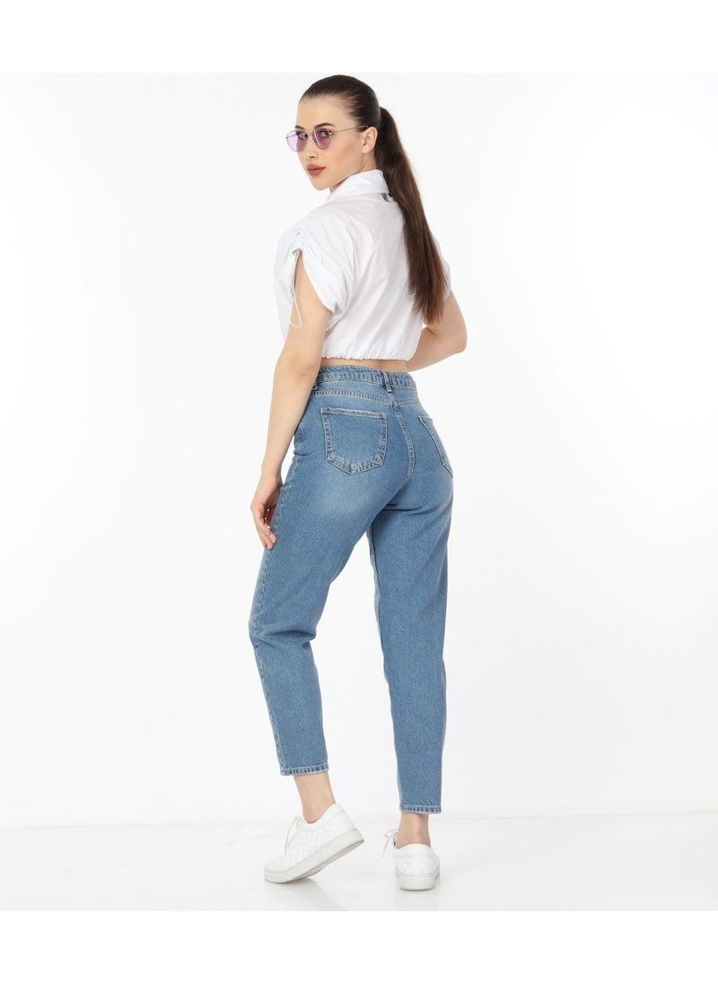 Women Mom High Waist Boyfriend Jean C599