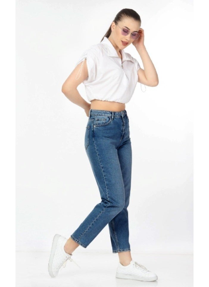 Women Mom High Waist Boyfriend Jean C599