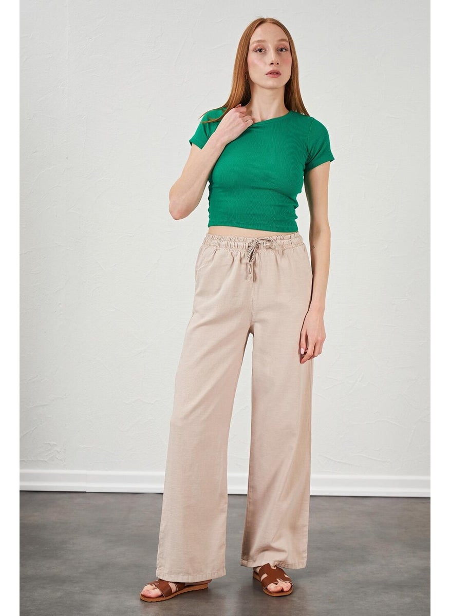 Women's Stone Rope Tied Wide Leg Trousers
