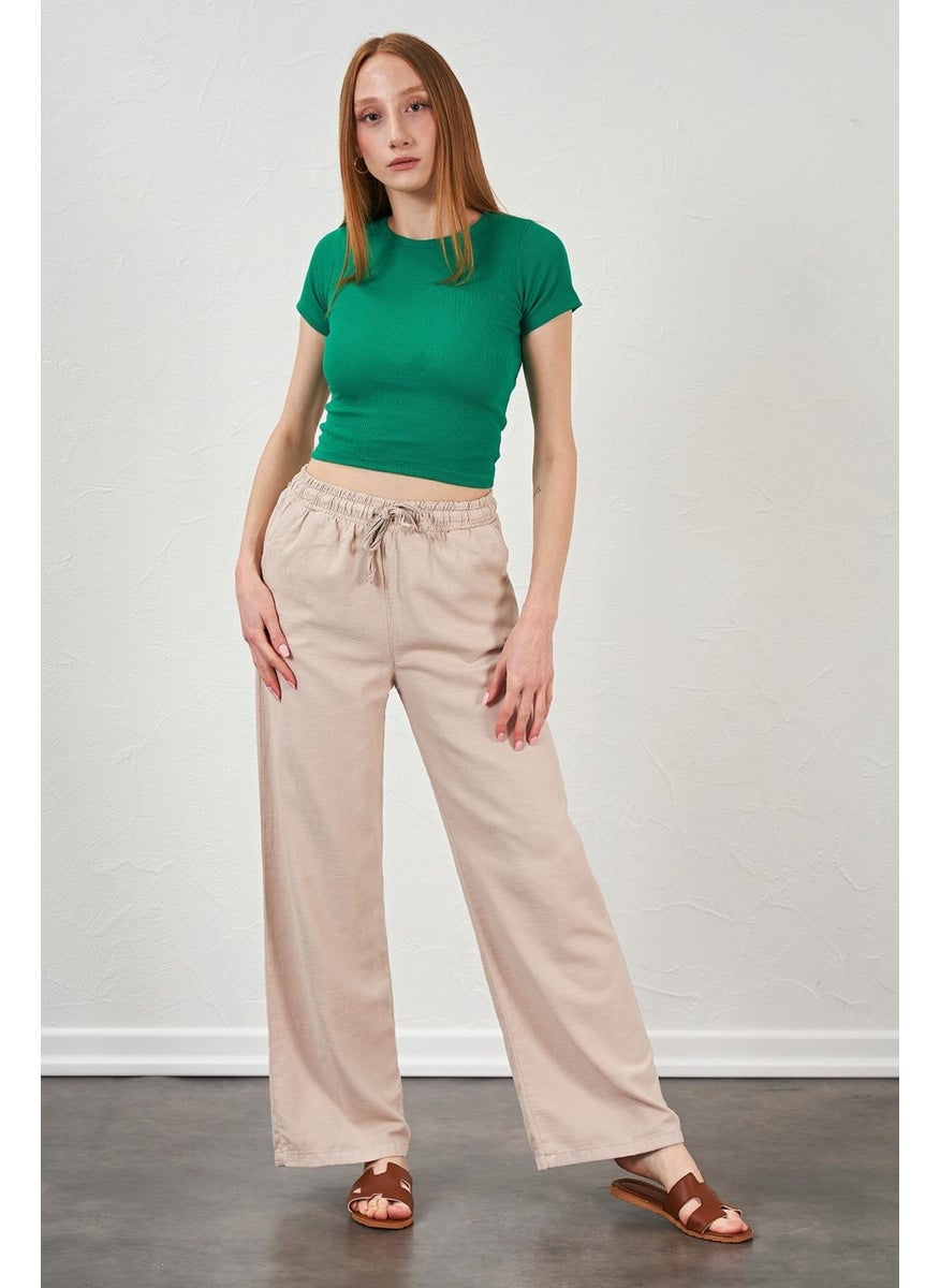 Women's Stone Rope Tied Wide Leg Trousers