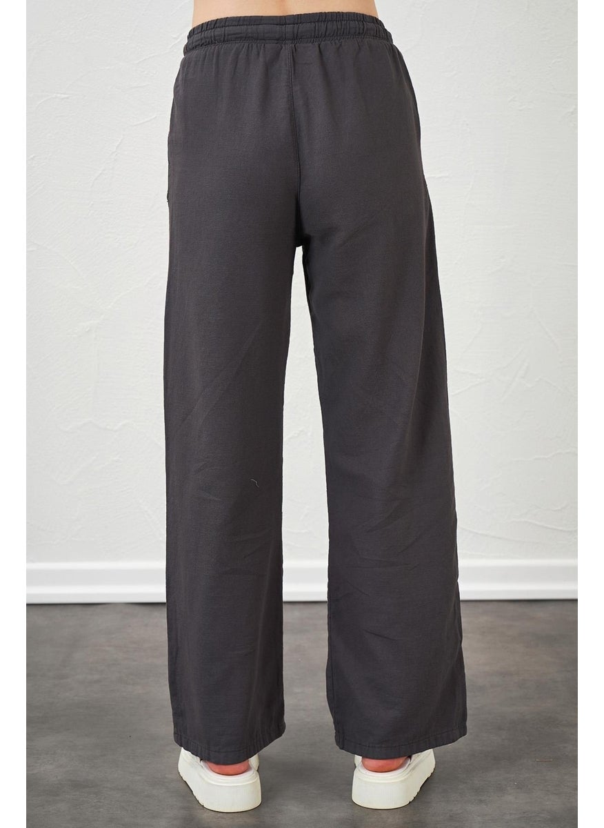 Women's Anthracite Rope Tied Wide Leg Trousers
