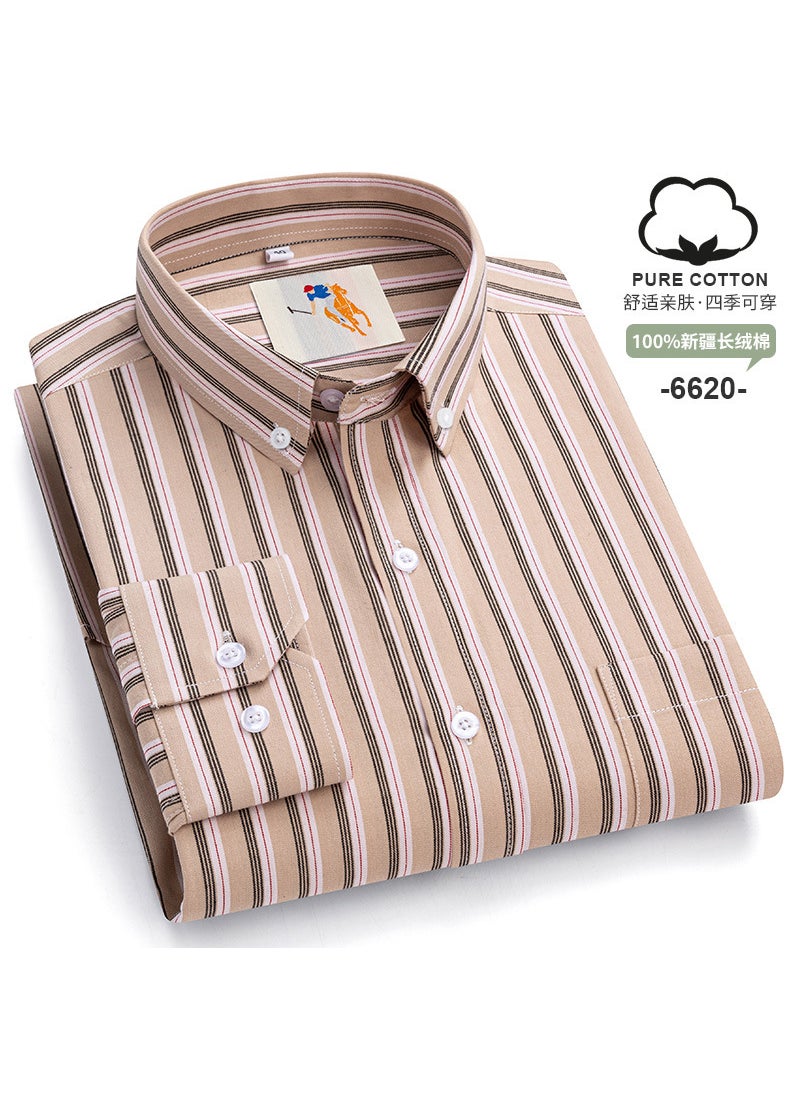 Casual Pure Cotton Long Sleeve Shirt Spring Autumn Mens Fashionable Single Wear Thin Plaid Shirt Breathable Machine Washable JY6620