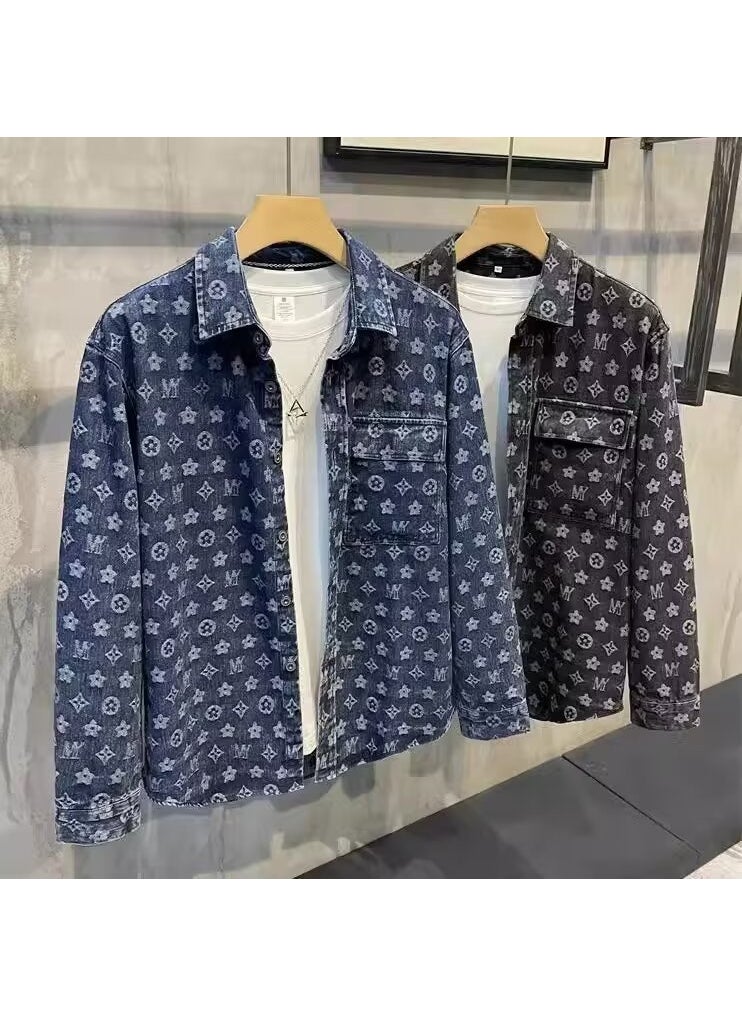 New Arrival Cross-border Inventory Lightweight Cropped Jacket For Men Luxurious Niche Street Style American Style Top Trendy Blue