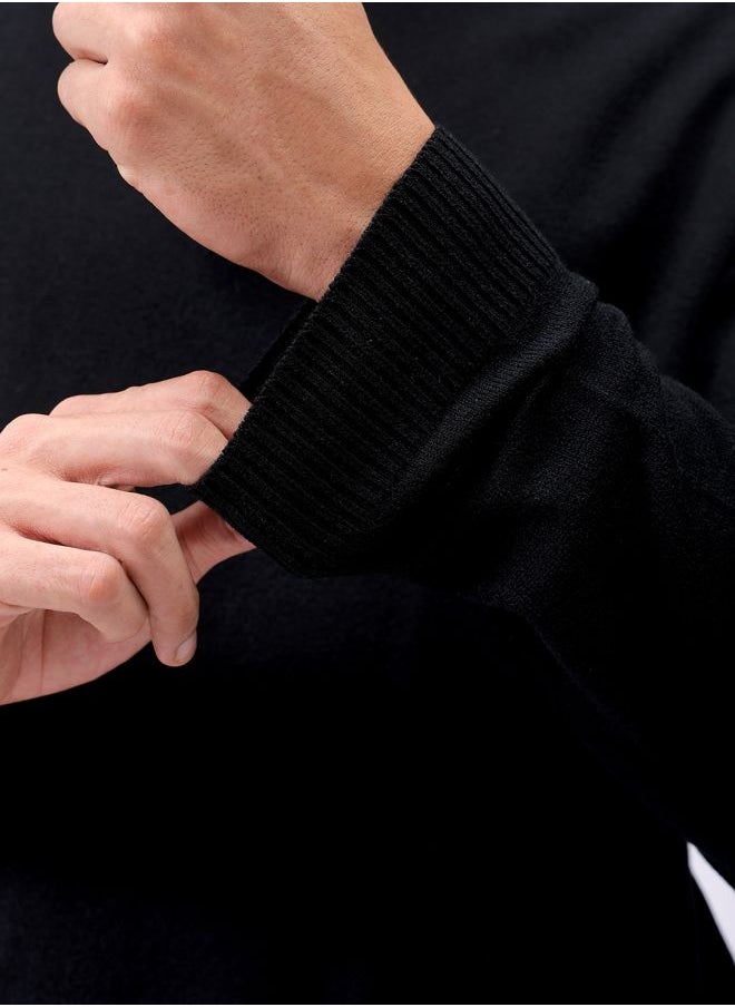 Men Relaxed Fit Solid High Neck Sweater