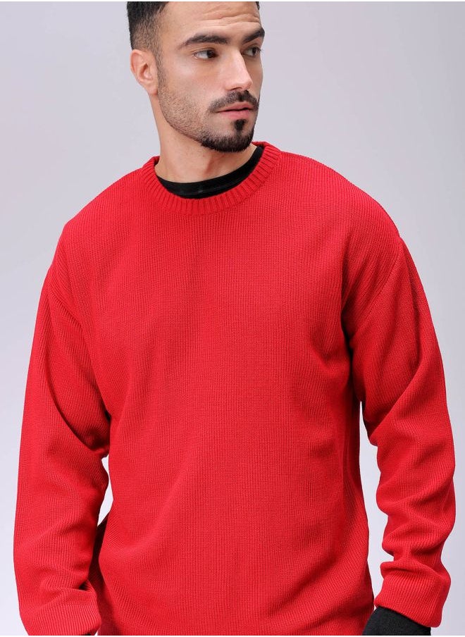 Men Oversized Solid Crew Neck Sweater
