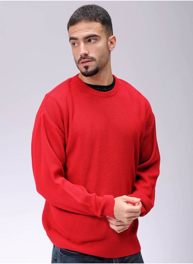 Men Oversized Solid Crew Neck Sweater
